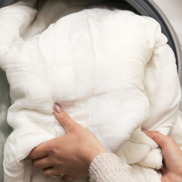 loading duvet into washer